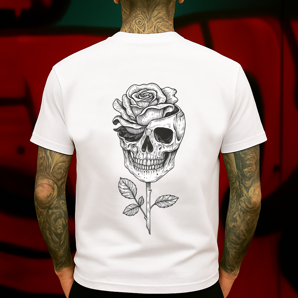 Skull Rose T-Shirt – Gothic Unisex Tee for Tattoo Lovers & Streetwear Style