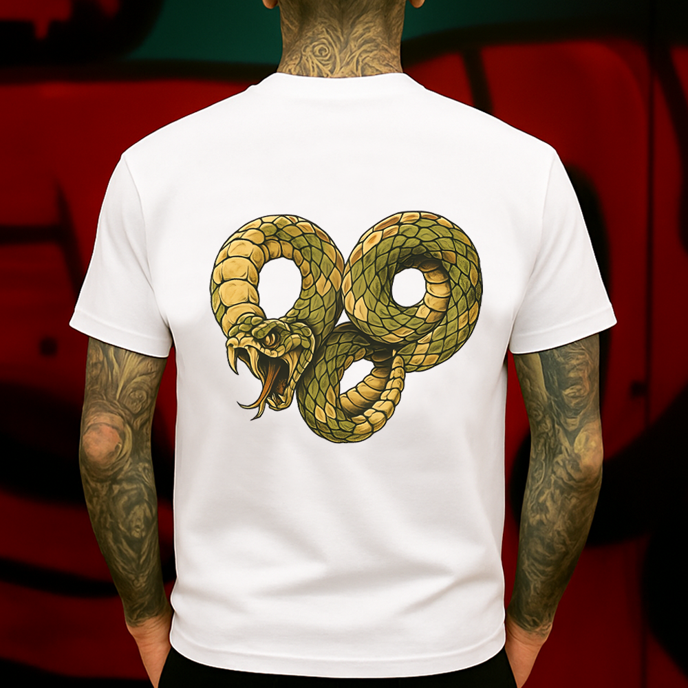 Infinity Snake T-Shirt – Aggressive Serpent Graphic Tee for Tattoo & Streetwear Fans