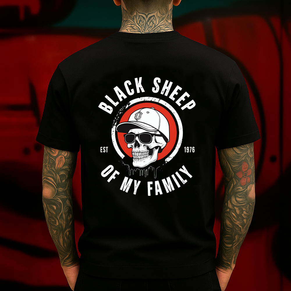 Black Sheep of My Family Skull T-Shirt – Rebel Outcast Streetwear Graphic Tee