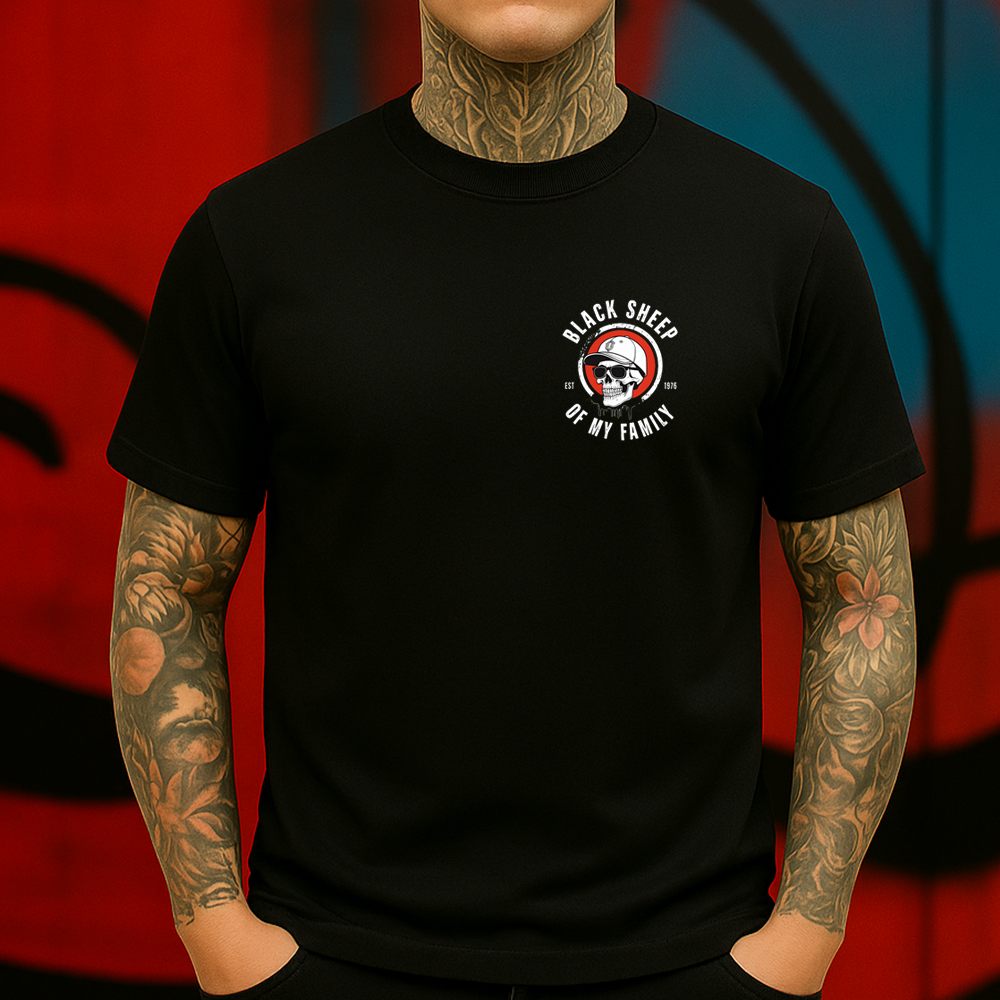 Black Sheep of My Family Skull T-Shirt – Rebel Outcast Streetwear Graphic Tee