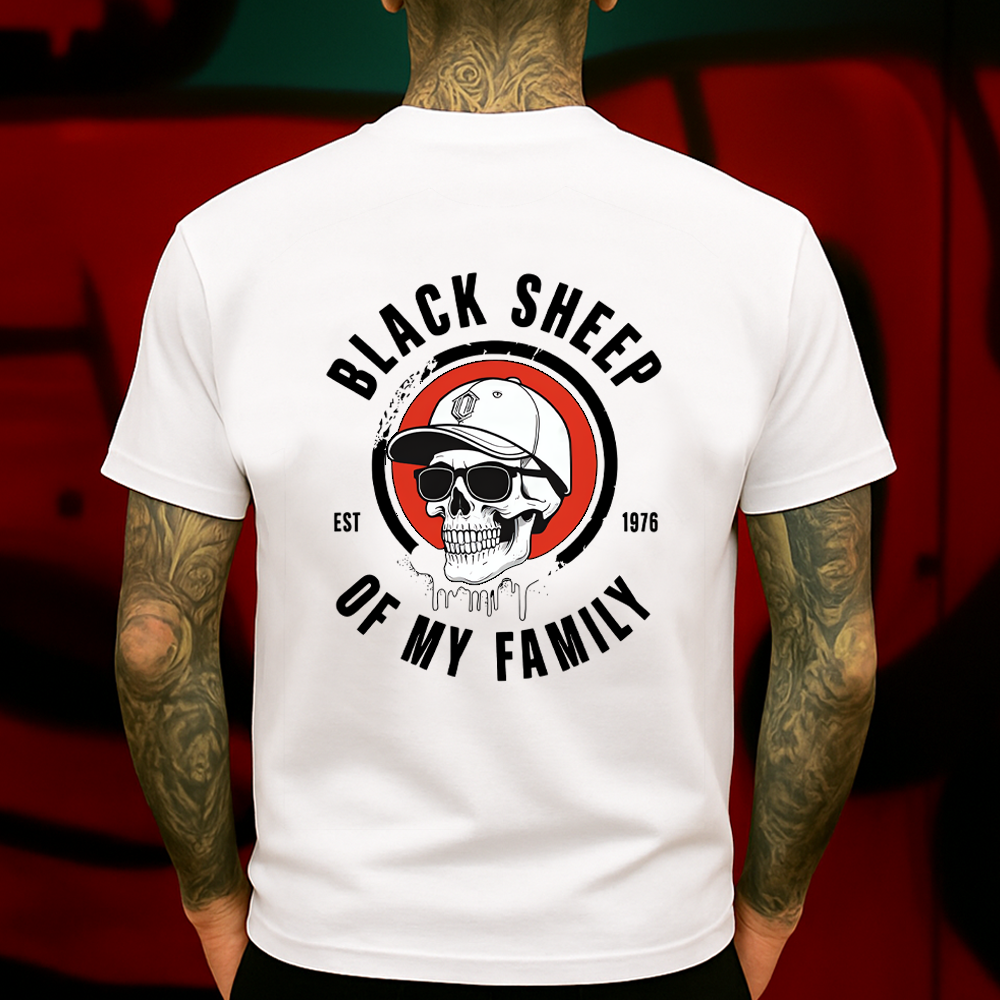 Black Sheep of My Family Skull T-Shirt – Rebel Outcast Streetwear Graphic Tee