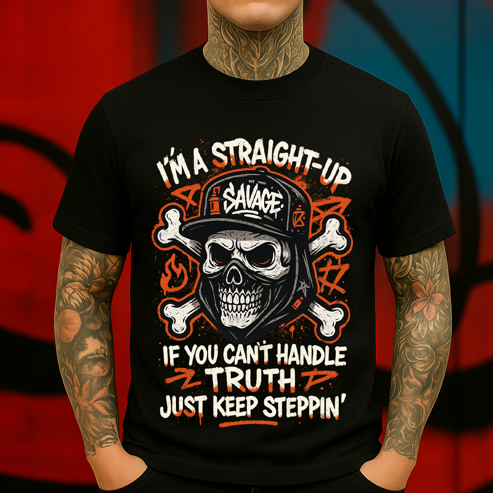 Savage Skull T-Shirt – Straight-Up Truth Graphic Streetwear Tee
