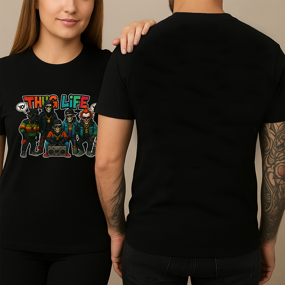Thug Life Crew T-Shirt – Edgy Skeleton Rap Street Style Tee