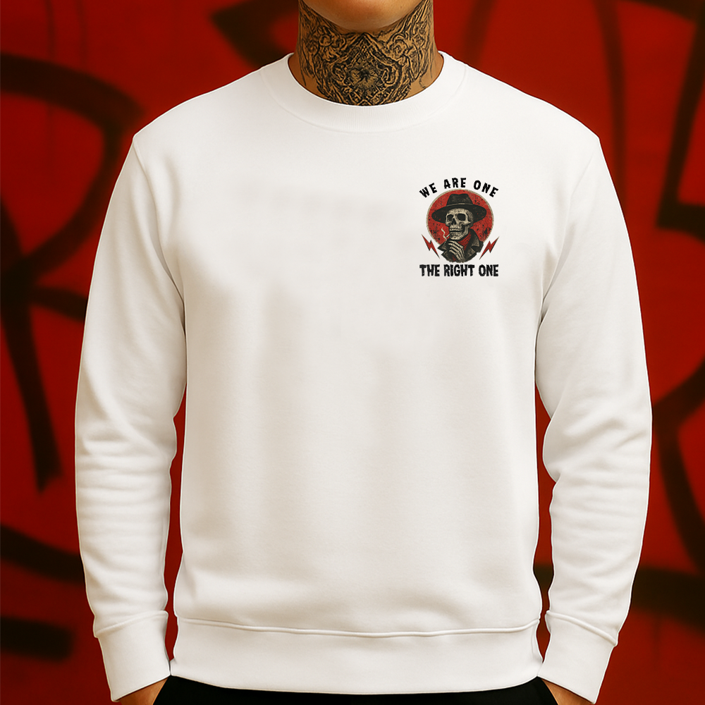 We Are One The Right One Sweatshir Western Gothic Skull Cowboy Graphic for Bold Streetwear Fans