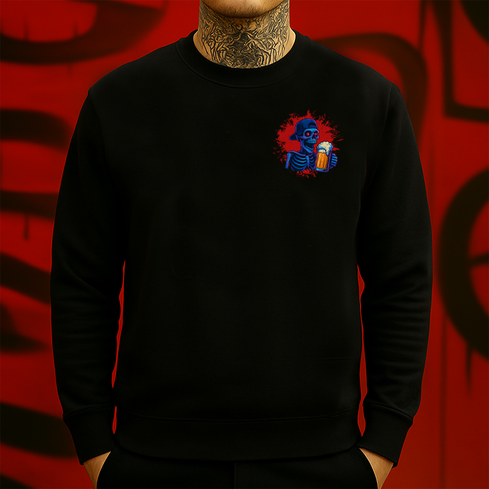 Yesterday Was Chaos Today Is Laughter, Sweatshirt, Funny Beer Skull Vintage Streetwear Gift
