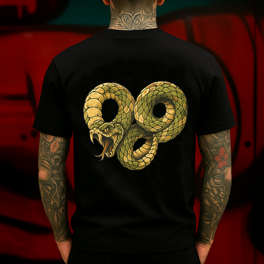 Infinity Snake T-Shirt – Aggressive Serpent Graphic Tee for Tattoo & Streetwear Fans