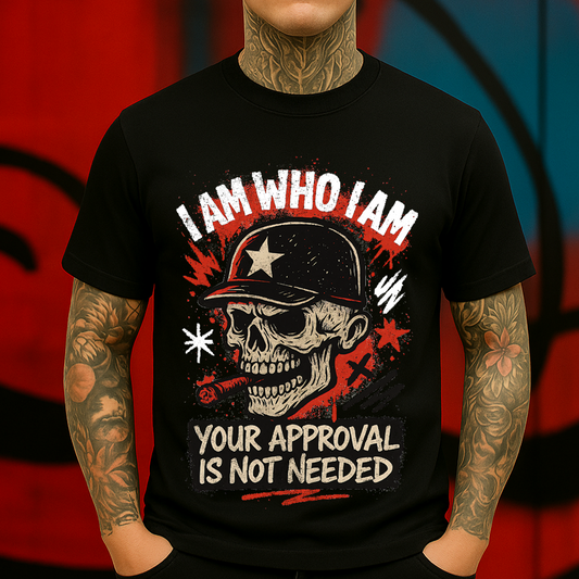Badass Skull T-Shirt – I Am Who I Am Rebel Graphic Tee