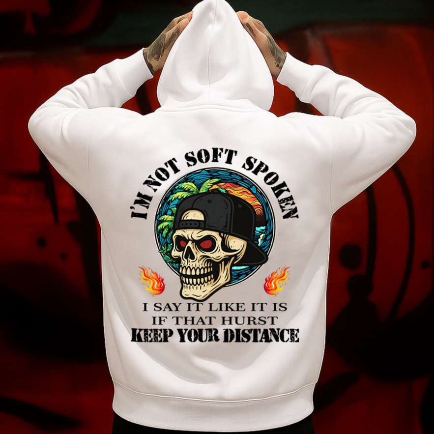 I’m Not Soft Spoken Hoodie Bold Skull Graphic for Rebels Who Say It Like It Is