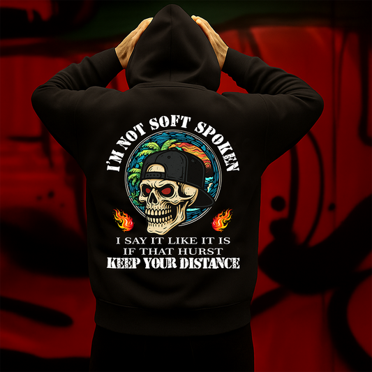 I’m Not Soft Spoken Hoodie Bold Skull Graphic for Rebels Who Say It Like It Is