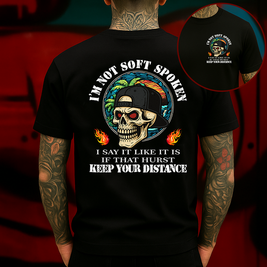I’m Not Soft Spoken T-Shirt Bold Skull Graphic for Rebels Who Say It Like It Is