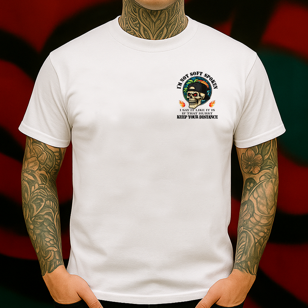 I’m Not Soft Spoken T-Shirt Bold Skull Graphic for Rebels Who Say It Like It Is