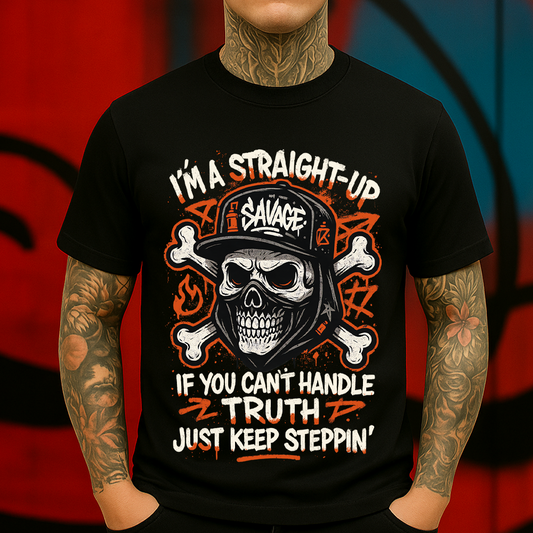 Savage Skull T-Shirt – Straight-Up Truth Graphic Streetwear Tee