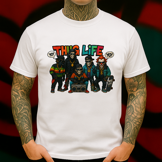 Thug Life Crew T-Shirt – Edgy Skeleton Rap Street Style Tee