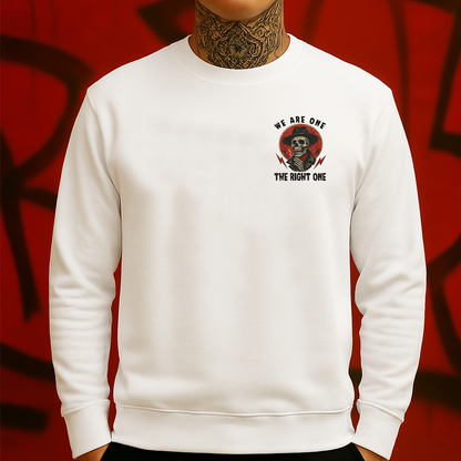 We Are One The Right One Sweatshir Western Gothic Skull Cowboy Graphic for Bold Streetwear Fans