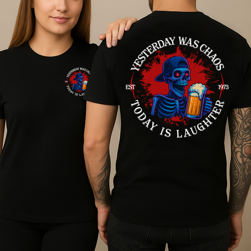 Vintage Skull Shirt - Yesterday Was Chaos Today Is Laughter  Retro Grunge T-Shirt