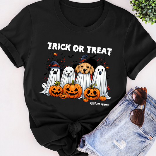 Halloween Dog Lover Shirt – Custom Pet Face & Name Trick or Treat Tee