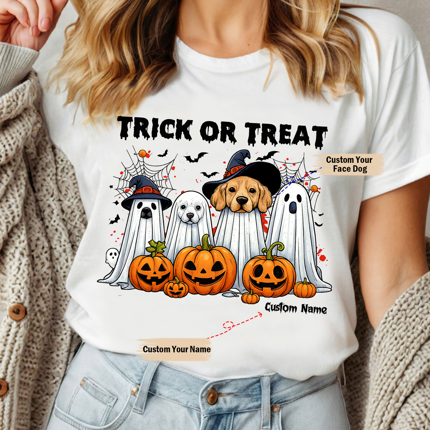 Halloween Dog Lover Shirt – Custom Pet Face & Name Trick or Treat Tee